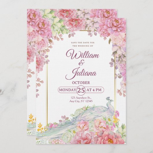 Romantic Wedding Invitation | Elegant Modern (Devant / Derrière)
