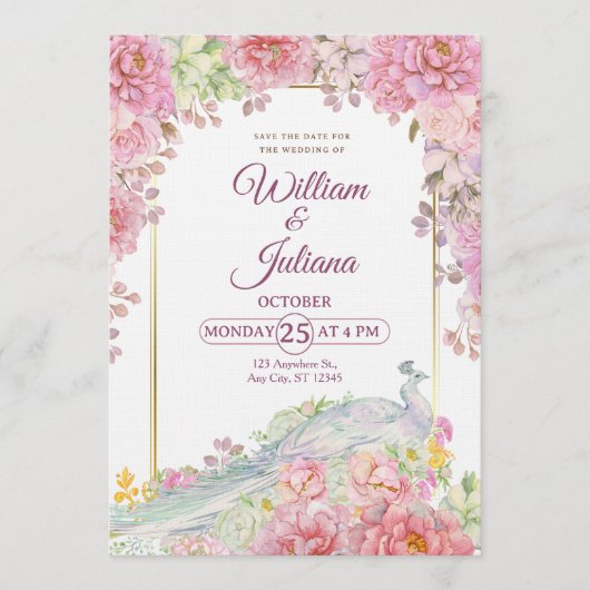 Romantic Wedding Invitation | Elegant Modern Kaart (Voorkant)