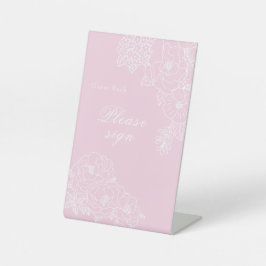 Romantic Wedding Peonies Blush Pink Signature Reclamebord Met Voetstuk