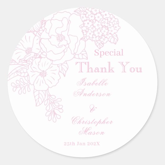 Romantic Wedding Peonies Delicate Blush Pink Ronde Sticker (Voorkant)