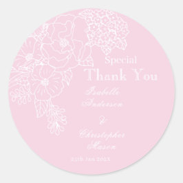Romantic Wedding Peonies Delicate Blush Pink Ronde Sticker