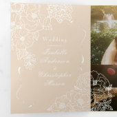 Romantic Wedding Peonies Delicate Ivory Drieluik Uitnodiging (Binnenzijde eerst)