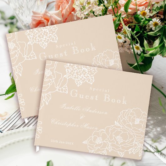 Romantic Wedding Peonies Delicate Ivory Gastenboek