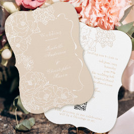 Romantic Wedding Peonies Delicate Ivory Kaart