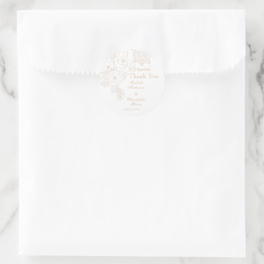 Romantic Wedding Peonies Delicate Ivory Ronde Sticker (Tas)