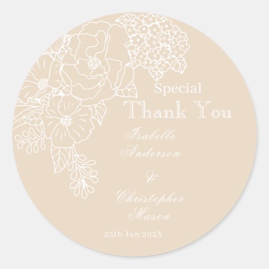 Romantic Wedding Peonies Delicate Ivory Ronde Sticker (Voorkant)