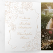 Romantic Wedding Peonies Delicate Ivory White Drieluik Uitnodiging (Binnenzijde eerst)