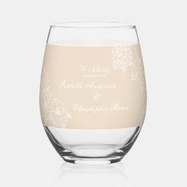Romantic Wedding Peonies Delicate Ivory Wijnglas Zonder Voet