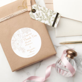 Romantic Wedding Peonies Delicate White Ronde Sticker