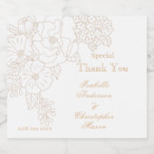 Romantic Wedding Peonies Delicate White Sparkling Wijnetiket (Enkel label)