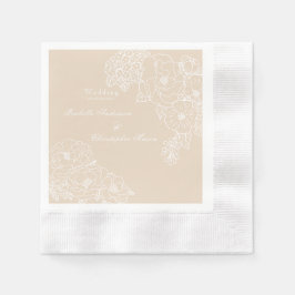Romantic Wedding Peonies Ivory Paper Napkin Servet