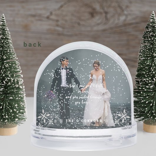 Romantic Wedding Photo First Christmas Snow Globe
