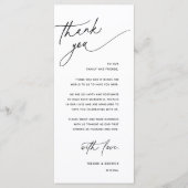 Romantic Wedding Reception Dinner Thank You Card Programma (Voorkant)