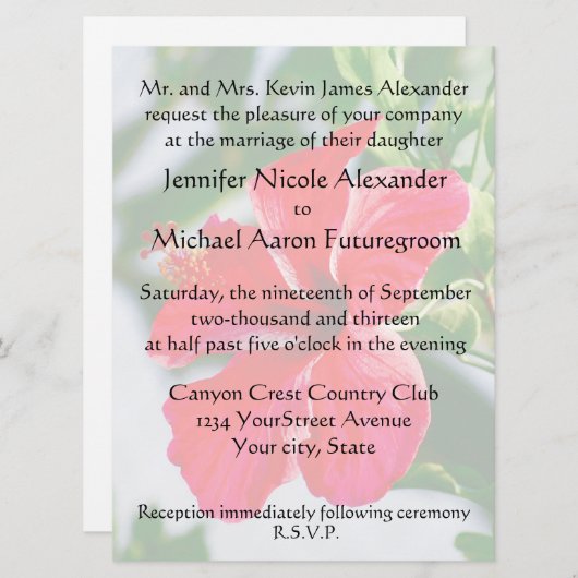 Romantic Wedding Red Hibiscus Kaart (Voorkant / Achterkant)