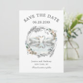 Romantic Wedding Swans Save the Date (Staand voorkant)