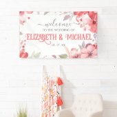 Romantic Wedding Waterverf Red Floral past zich aa Spandoek (Insitu)