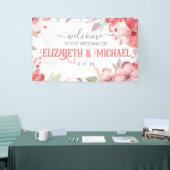 Romantic Wedding Waterverf Red Floral past zich aa Spandoek (Beurs)