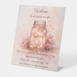 Romantic Wedding Welcome Sign – Mason Jar Reclamebord Met Voetstuk