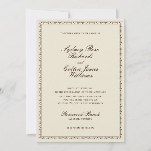 Romantic Western Ornate Frame Wedding Invitation (Devant)