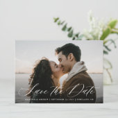 Romantic White Calligraphy Foto Save The Date (Staand voorkant)