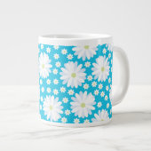 Romantic White Daisies Botanical Floral Pattern Extra Grote Beker (Voorkant rechts)
