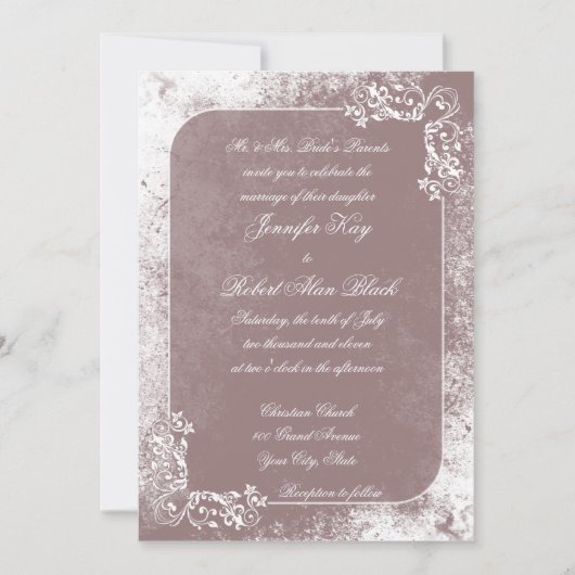 Romantic White Flourish Wedding Invitation Kaart (Voorkant)