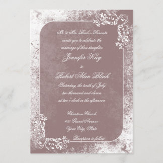 Romantic White Flourish Wedding Invitation Kaart