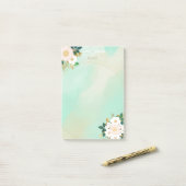 Romantic White Flowers Mint Waterverf Design Post-it® Notes (Op bureau)
