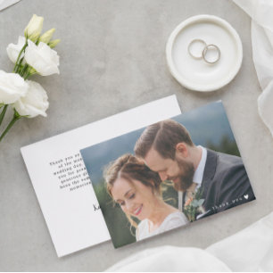 Romantic White Heart Big Photo Weddenschap Bedankt