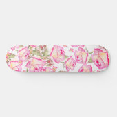 Romantic white pink yellow summer rose floral skateboard (Horizontaal)