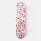 Romantic white pink yellow summer rose floral skateboard (Voorkant)