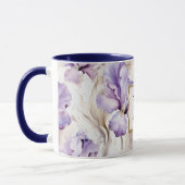 Romantic White Purple Iris Floral Monogram Mok (Links)