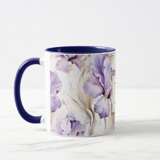 Romantic White Purple Iris Floral Monogram Mok (Links)