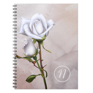 Romantic White Roses Elegant Floral Shabby Chic Notitieboek