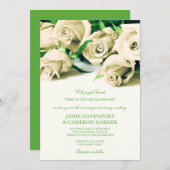 Romantic White Roses Wedding Invite Kaart (Voorkant / Achterkant)