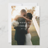 Romantic White Script Weduwfoto Hartelijk dank Bedankkaart (Voorkant)