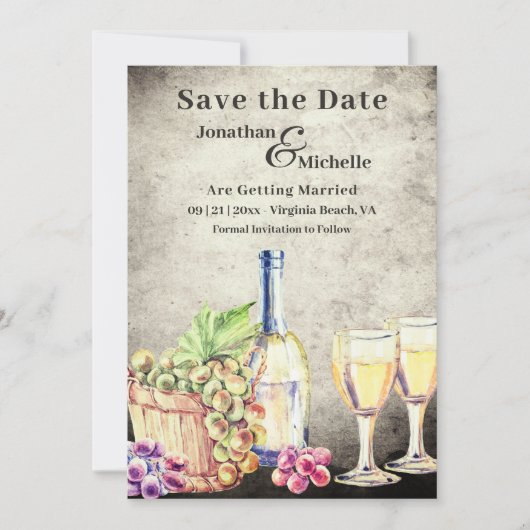 Romantic wijnbouw bruiloft save the date (Voorkant)