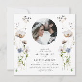 Romantic Wildflower Calligraphy Wedding Invitation Kaart (Voorkant)