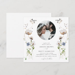 Romantic Wildflower Calligraphy Wedding Invitation Kaart