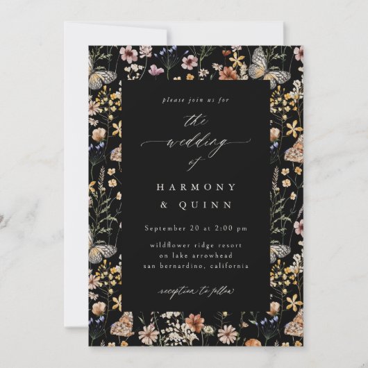 Romantic Wildflower Frame Wedding Invitation (Devant)