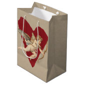 Romantic Wine Red Heart Angel Bow & Arrow Classic Medium Cadeauzakje (Voorkant Gekanteld)