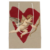 Romantic Wine Red Heart Angel Bow & Arrow Classic Medium Cadeauzakje (Achterkant)