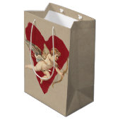 Romantic Wine Red Heart Angel Bow & Arrow Classic Medium Cadeauzakje (Achterkant Gekanteld)