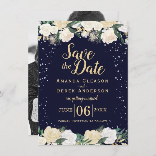 Romantic Winter Photo Save the Date (Voorkant / Achterkant)