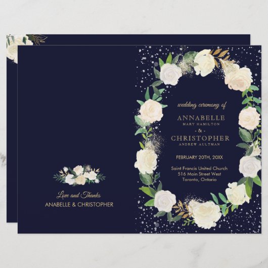 Romantic Winter Wonderland Wedding Programs (Voorkant / Achterkant)