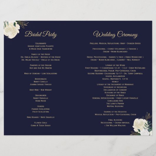 Romantic Winter Wonderland Wedding Programs (Achterkant)