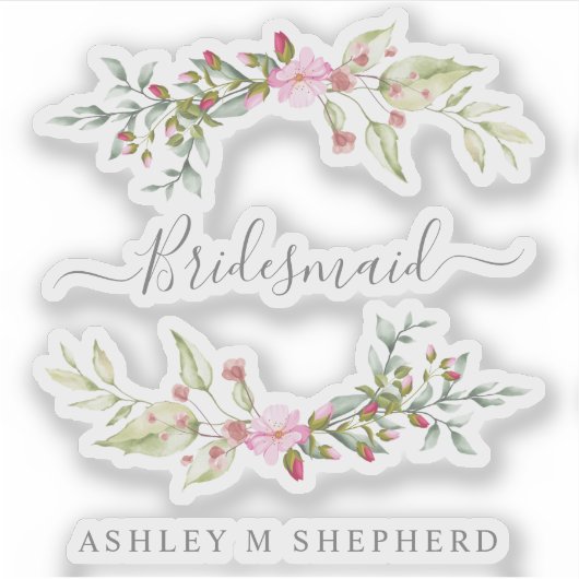 Romantic Wreath in Pink for Bridesmaids Sticker (Voorkant)