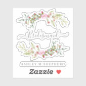 Romantic Wreath in Pink for Bridesmaids Sticker (Vel)