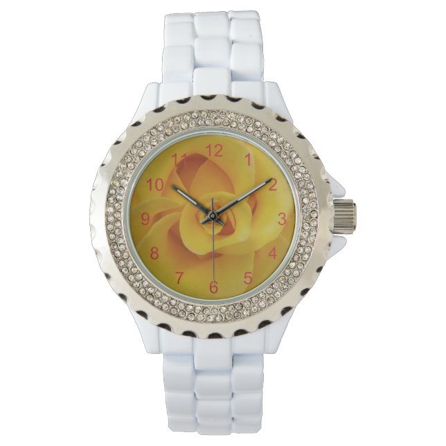 Romantic Yellow Rose Petals Horloge (Voorkant)