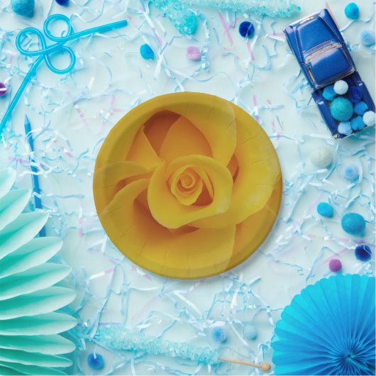 Romantic Yellow Rose Petals Papieren Bordje (Feest)